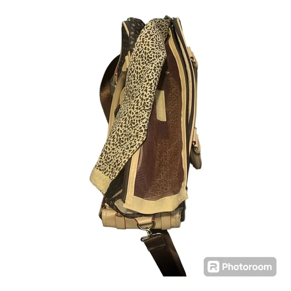 Pet Dog Bag Cat Cross Bag Hand Bag Foldable Dog PawFassion Backpack Large Brown